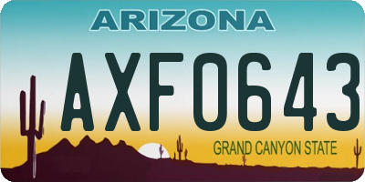 AZ license plate AXF0643