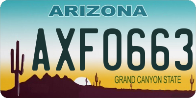 AZ license plate AXF0663