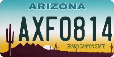 AZ license plate AXF0814