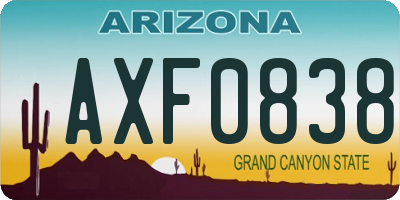 AZ license plate AXF0838