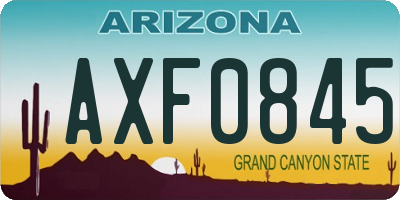 AZ license plate AXF0845