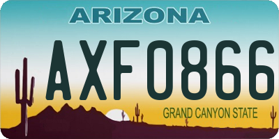AZ license plate AXF0866