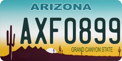 AZ license plate AXF0899