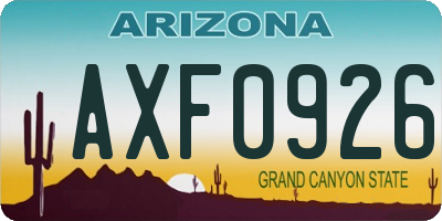 AZ license plate AXF0926
