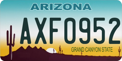 AZ license plate AXF0952