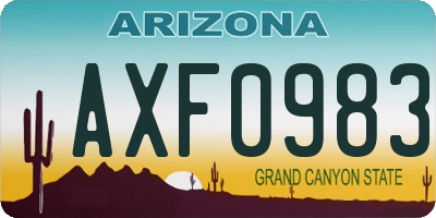 AZ license plate AXF0983