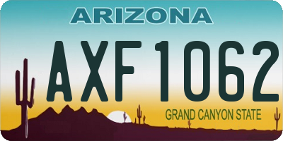 AZ license plate AXF1062