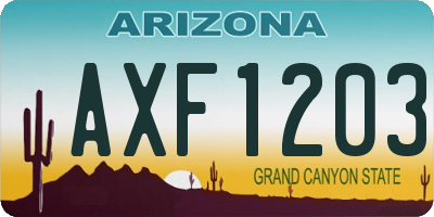 AZ license plate AXF1203