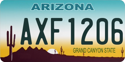 AZ license plate AXF1206
