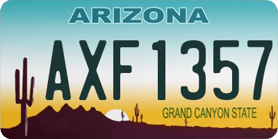 AZ license plate AXF1357