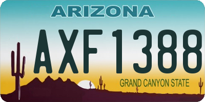 AZ license plate AXF1388