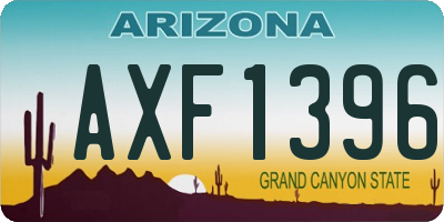 AZ license plate AXF1396