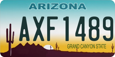 AZ license plate AXF1489