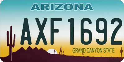 AZ license plate AXF1692