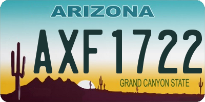 AZ license plate AXF1722