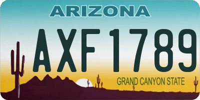 AZ license plate AXF1789