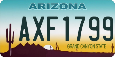 AZ license plate AXF1799