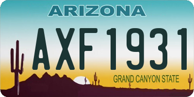 AZ license plate AXF1931