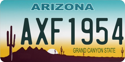 AZ license plate AXF1954