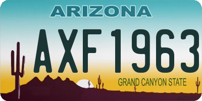 AZ license plate AXF1963