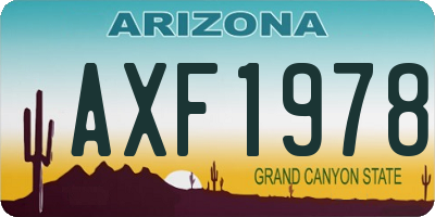 AZ license plate AXF1978