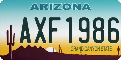 AZ license plate AXF1986