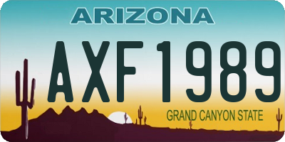 AZ license plate AXF1989