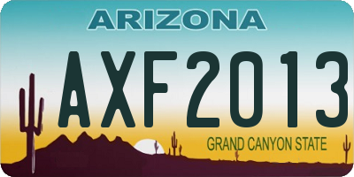 AZ license plate AXF2013