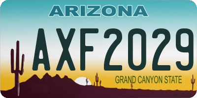 AZ license plate AXF2029