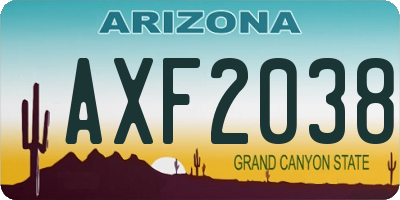AZ license plate AXF2038
