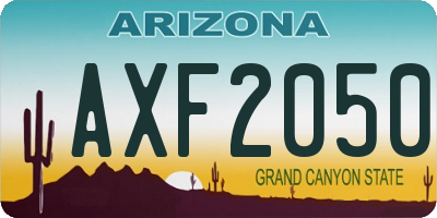 AZ license plate AXF2050