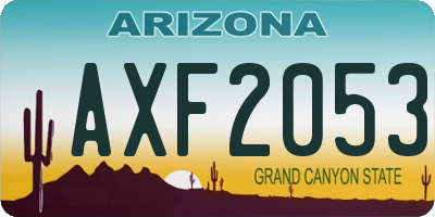 AZ license plate AXF2053