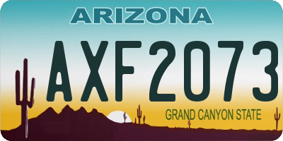 AZ license plate AXF2073