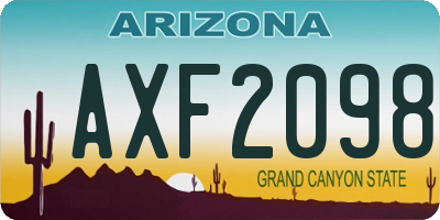 AZ license plate AXF2098