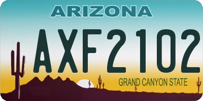 AZ license plate AXF2102