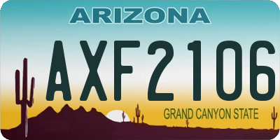 AZ license plate AXF2106
