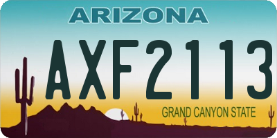 AZ license plate AXF2113