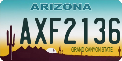 AZ license plate AXF2136