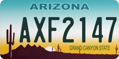 AZ license plate AXF2147