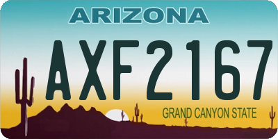 AZ license plate AXF2167
