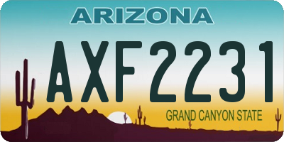 AZ license plate AXF2231