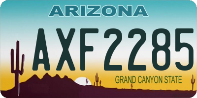 AZ license plate AXF2285