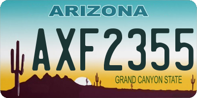 AZ license plate AXF2355