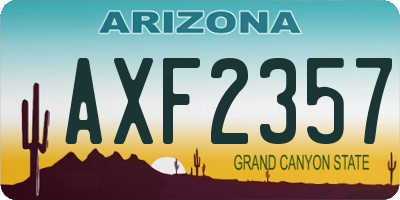 AZ license plate AXF2357