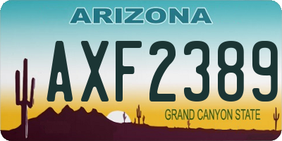 AZ license plate AXF2389