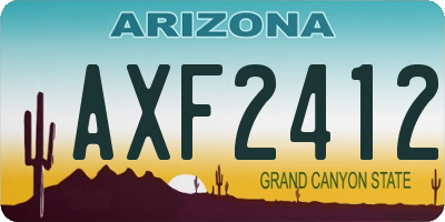 AZ license plate AXF2412