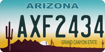AZ license plate AXF2434