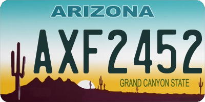 AZ license plate AXF2452