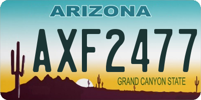 AZ license plate AXF2477