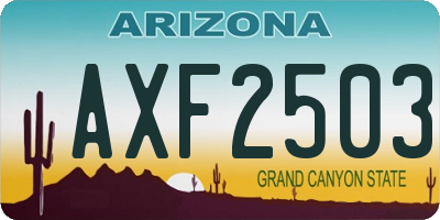 AZ license plate AXF2503